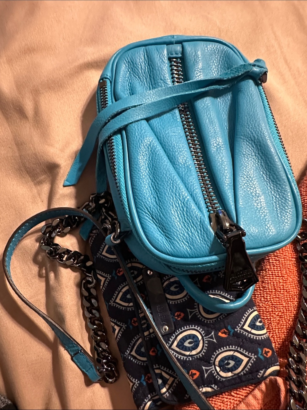 Teal Leather Aimee KestenbergCrossbody Bag with Chain Strap - Picture 9 of 9